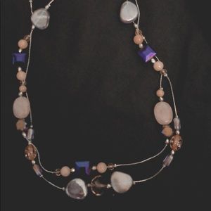 long, double-stranded statement necklace